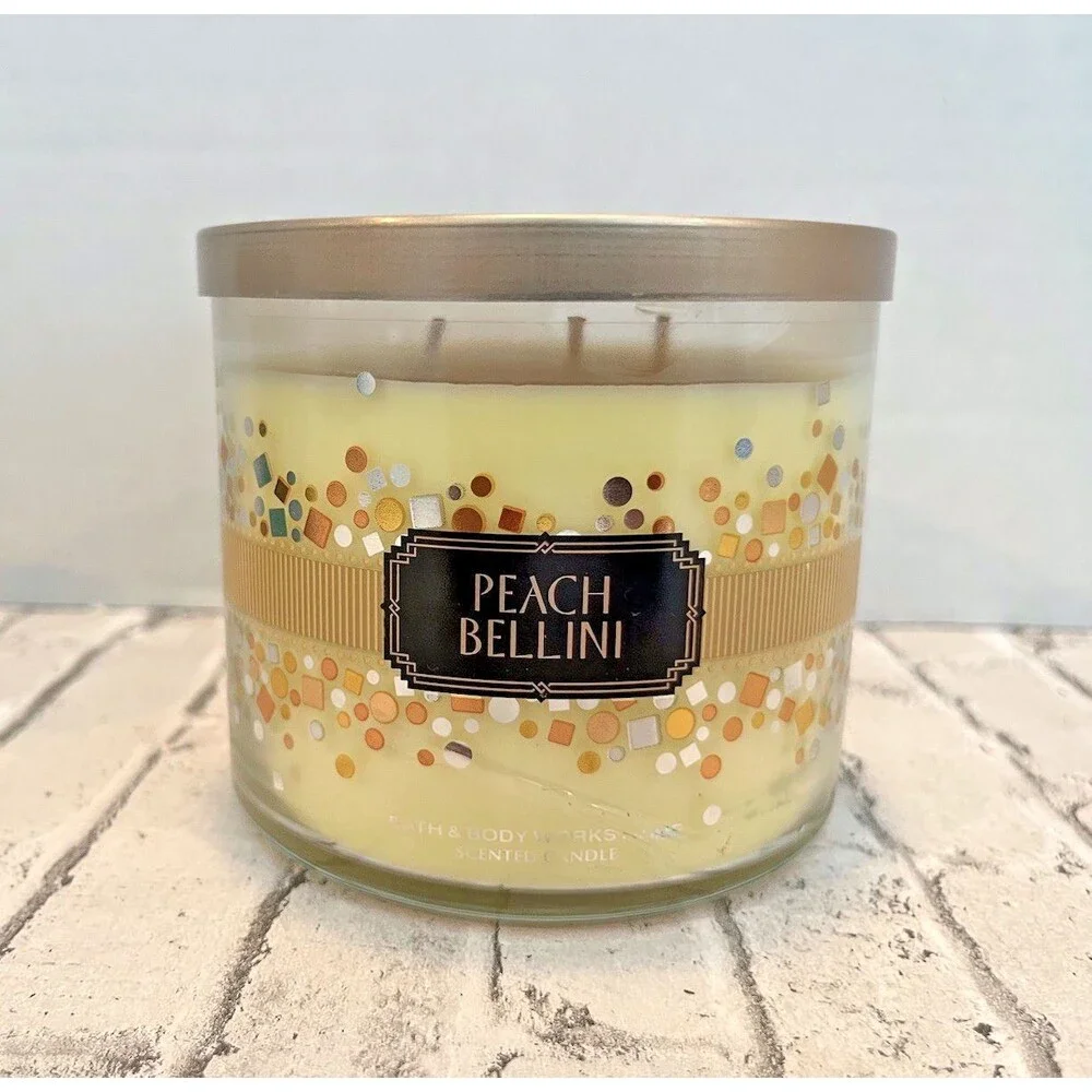 Bath & Body Works PEACH BELLINI 3 Wick Candle 14.5 Oz NEW Special Edition RARE